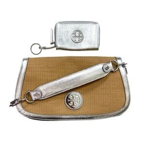 Tory Burch Woven Logo Crossbody Clutch and Wallet